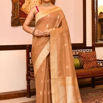 Yellow Banarasi Silk Saree