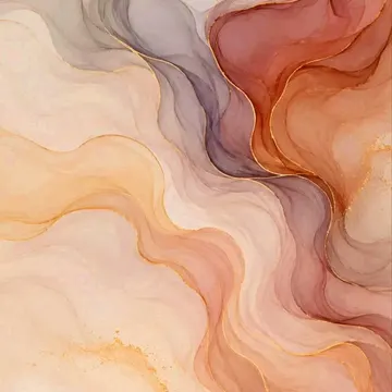 Soft flowing abstract pattern in pastel peach mauve and gold tones with translucent layers