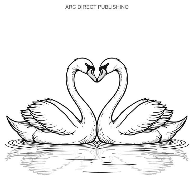 Two swans forming a heart shape with their necks on water