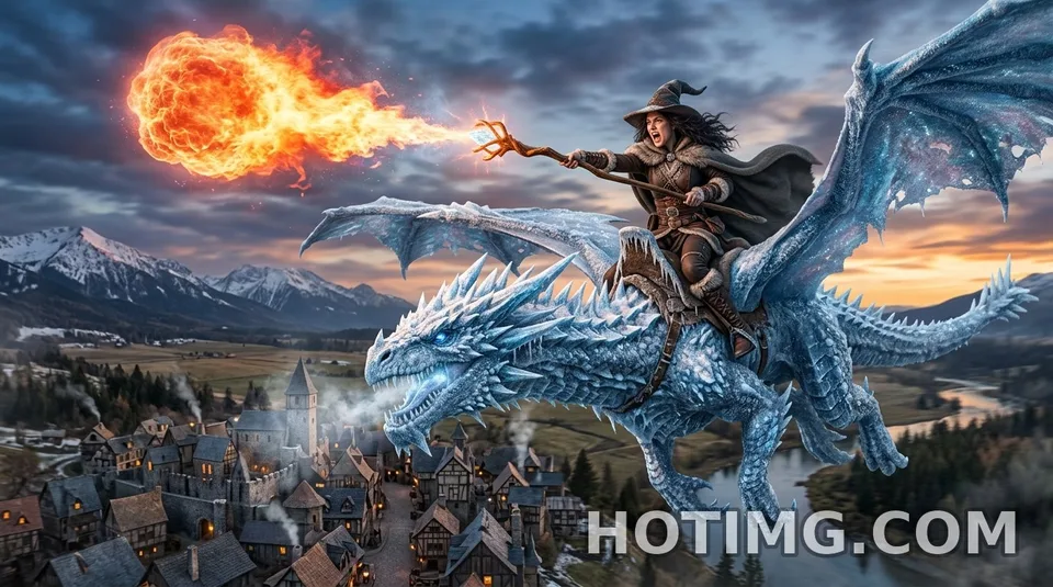 Witch on ice dragon